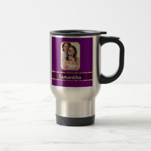 Purple personalised photo travel mug