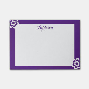 Purple Personalised Post-it® Notes White Flower
