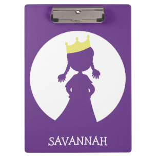 Purple Personalised Princess Silhouette Fairy Tale Clipboard