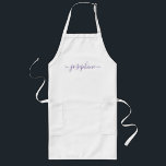 Purple Personalised script name adult apron<br><div class="desc">Introducing our Purple Personalised Script Name Adult Apron, a stylish and elegant choice for hosting botanical workshops, cooking classes, or any event where personalised aprons make delightful giveaways. This apron features an elegant purple colour and a script font that adds a touch of sophistication to the design. Customise the aprons...</div>