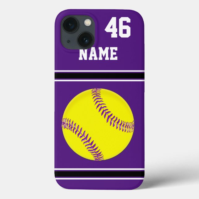Purple Personalised Softball iPhone Cases (Back)