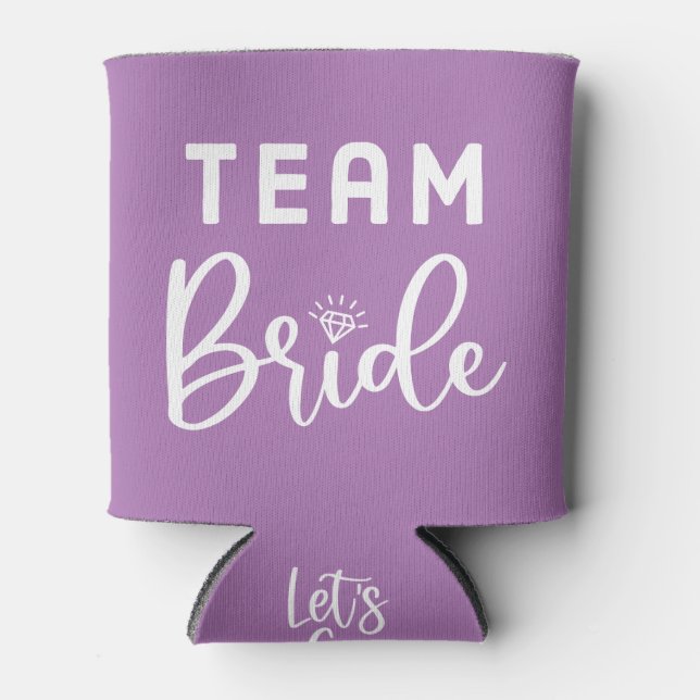 Purple Personalised Team Bride Can Cooler (Front)