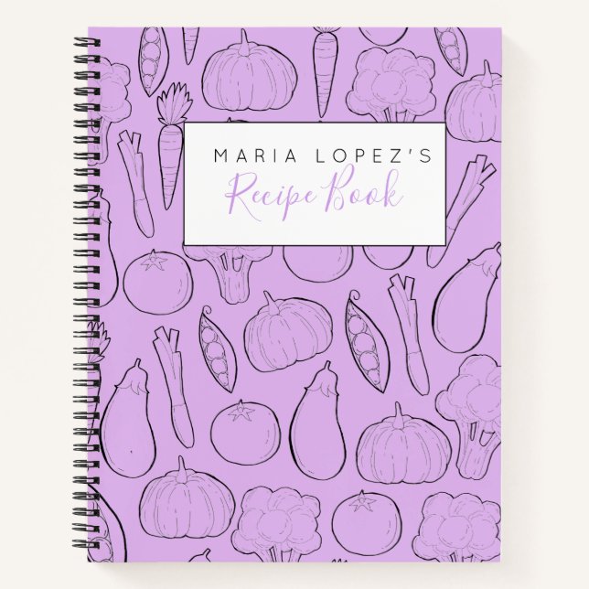 Purple personalised vegetable cookbook recipe book (Front)