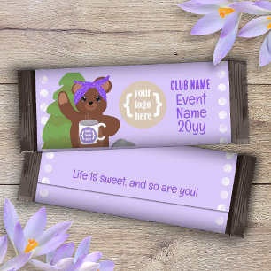 Purple Personalized, Teddy Bear Candy Bar Wrapper