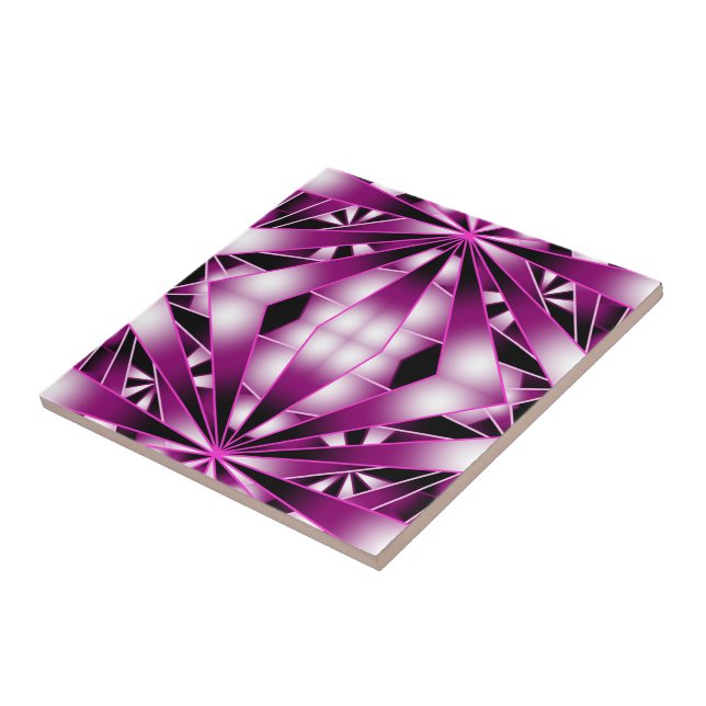 Purple Perspective Gradient Colour Filled Drawing  Tile (Side)