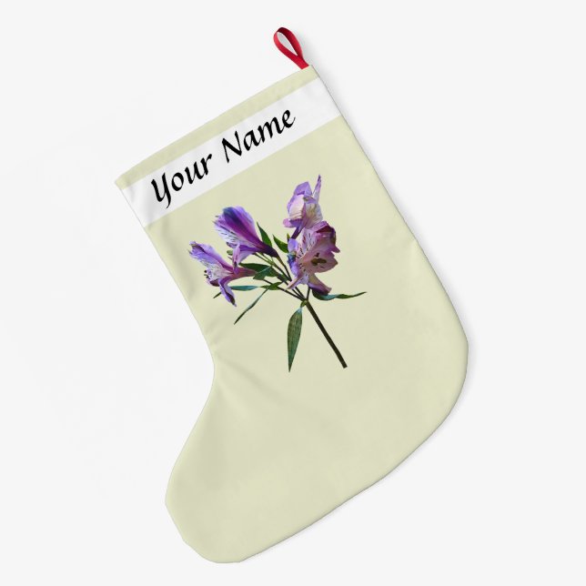 Purple Peruvian Lily Large Christmas Stocking (Back (Hanging))