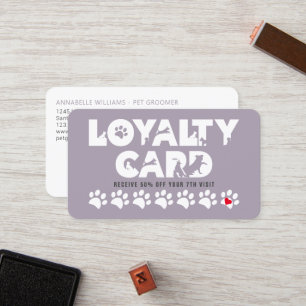 Purple Pet Grooming Loyalty Card
