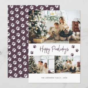 Purple Pet Owner Photo Happy Pawlidays Card