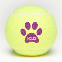 Purple Pet Paw Print Personalised Name Toy