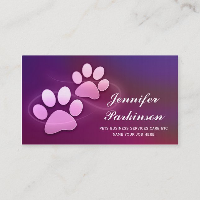purple pet paws business cards (Front)