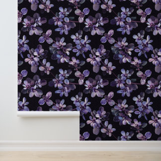 Purple Petals In Black Background Mysterious Flora Wallpaper