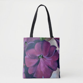 Purple petunia flower painting by Georgia O'Keeffe Tote Bag