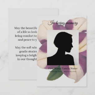 Purple petunia funeral prayer card