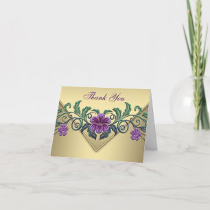Purple Petunia Gold Thank You Cards