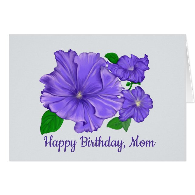 Purple Petunia, Happy Birthday, Mum (Front Horizontal)