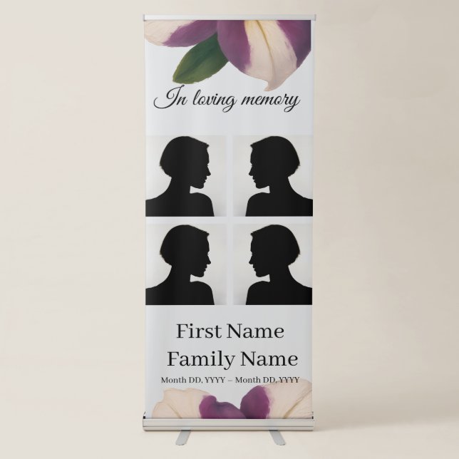 Purple petunia memorial collage retractable banner (Front)