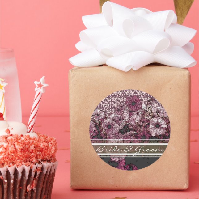 Purple Petunia On Elegant White Gradient Stickers (Party)