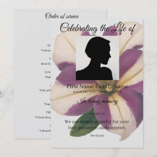 Purple petunia order of service invitation
