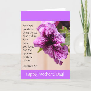 Purple Petunia w Verse on Love, Mother's Day Card