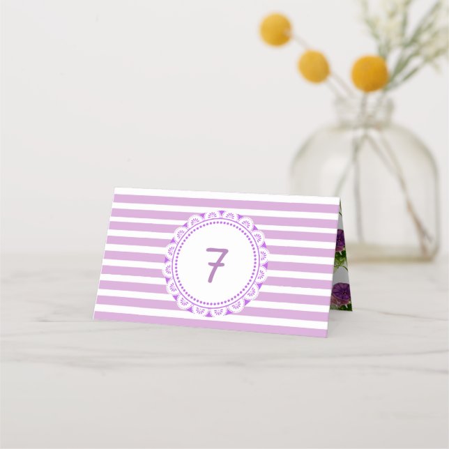 Purple Petunia Wedding Table Number Cards (Front)