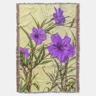 Purple Petunias Closeup Throw Blanket