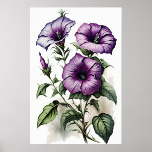 Purple Petunias Flower Art Print Poster