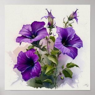 Purple Petunias Flower Art Print Poster