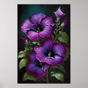 Purple Petunias Flower Art Print Poster