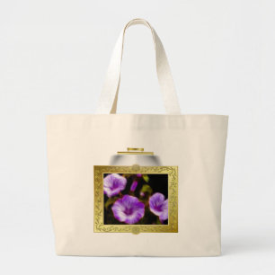 Purple Petunias in Lighted Frame Large Tote Bag