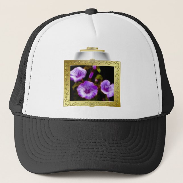 Purple Petunias in Lighted Frame Trucker Hat (Front)