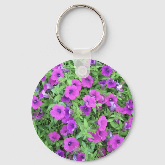 Purple Petunias Keychain (Front)