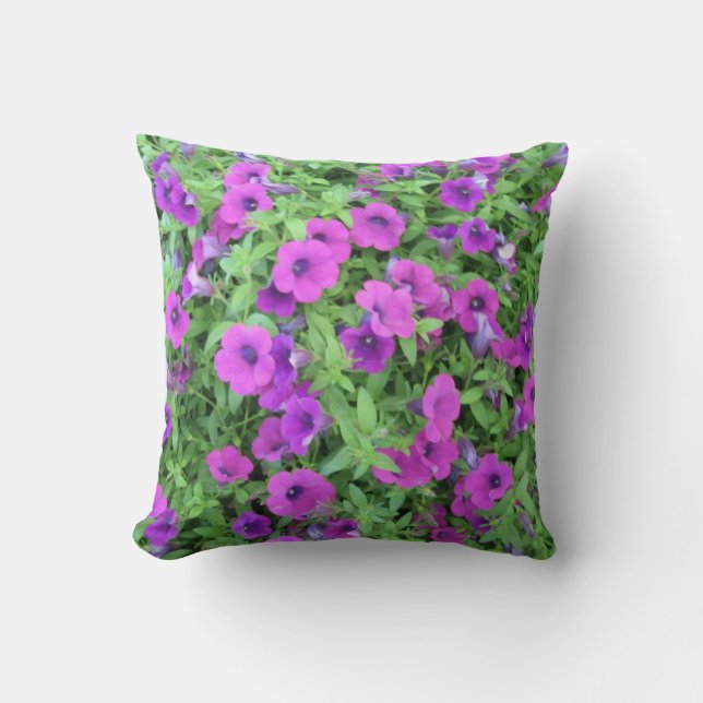 Purple Petunias Pillow - Purple (Front)