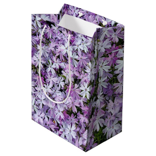 Purple Phlox Flowers Medium Gift Bag (Back Angled)