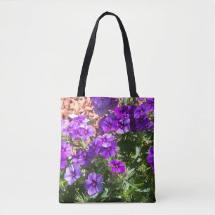 Purple Phlox flowers on a tote bag