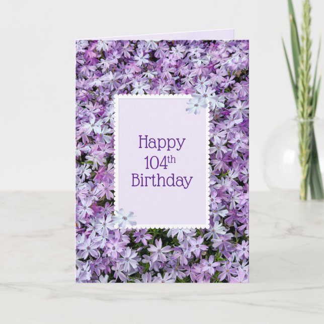 Purple Phlox For 104th Birthday Card (Front)