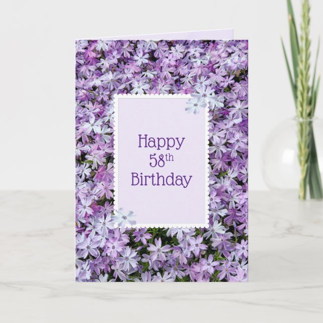 Purple Phlox For 58th Birthday Card (Front)