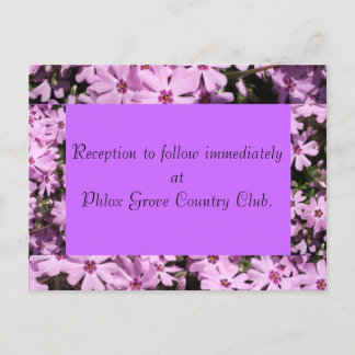 Purple Phlox Wedding Reception Card