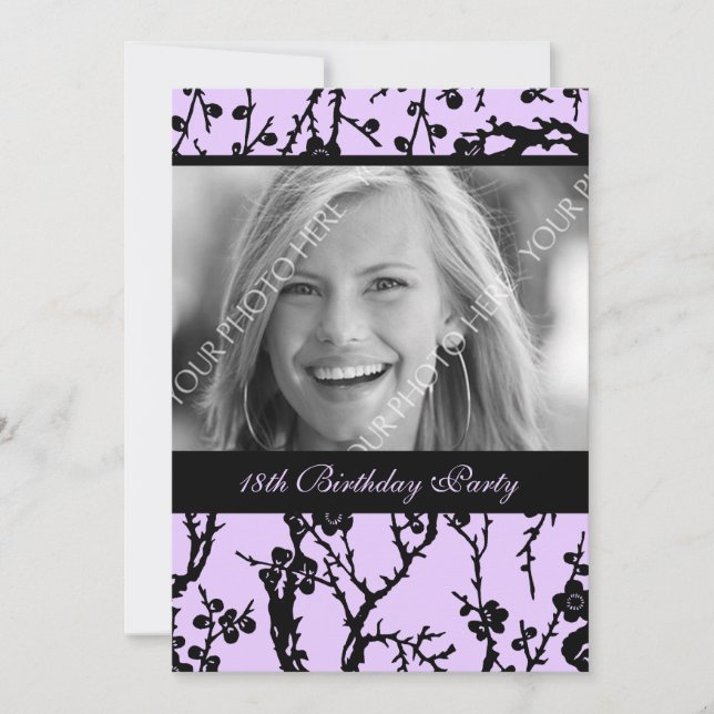 Purple Photo 18th Birthday Party Invitations (Front)