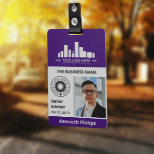 Purple Photo & 2 Logos Employee ID Badge