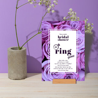 Purple Photo Bridal Shower Ring Game Tabletop Card