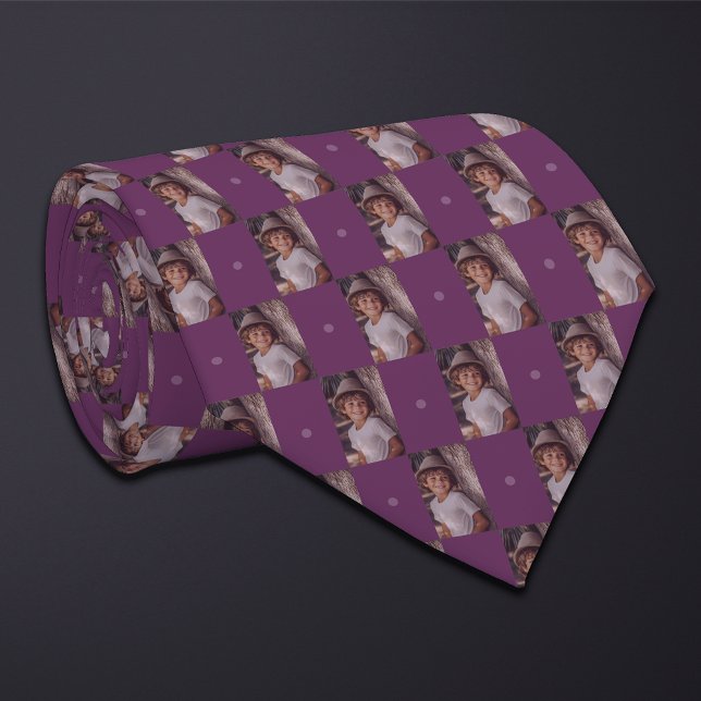 Purple Photo Chequerboard (Tall Rectangle) Tie (Creator Uploaded)