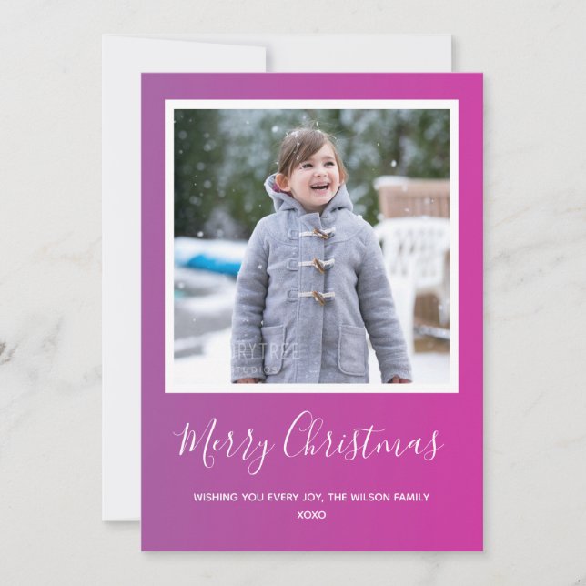 Purple Photo Christmas Holiday Card (Front)