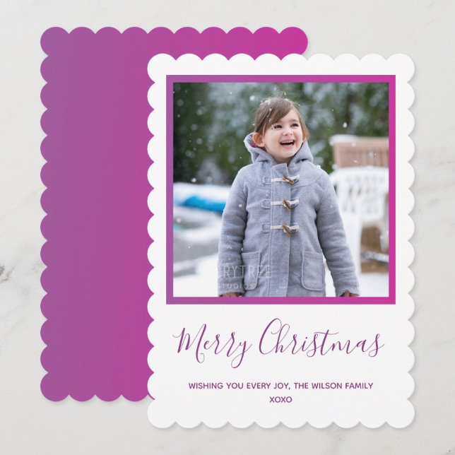 Purple Photo Christmas Holiday Card (Front/Back)
