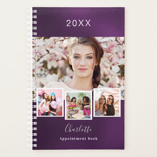 Purple photo collage appointment 2026 planner (Front)