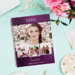 Purple photo collage appointments 2025 planner<br><div class="desc">Unleash your creativity with our personalised 2025 planner, designed for those who want to make their planning experience truly unique! Create a stunning photo collage using four of your favourite photos against a deep purple, unevenly coloured background with elegant white text. Personalise it further by adding your name, a special...</div>