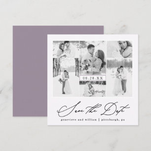 Purple Photo Collage Save the Date Invitation