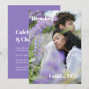 Purple Photo Engagement Party Invitation