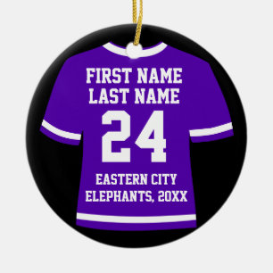 Purple Photo Football Soccer Hockey Sports Jersey Ceramic Tree Decoration