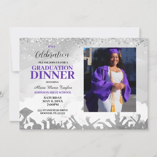Purple Photo Graduation Party Invitation (Front)