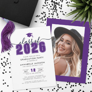 Purple Photo Graduation Party Invitation